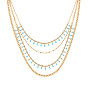 Stainless Steel Curb Chains Multi Layers Bib Necklaces, with Natural  Turquoise Charms