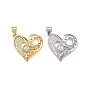 Латунные микро проложить кубического циркония подвески, сердце, без кадмия и без свинца, стойки покрытие, долговечный