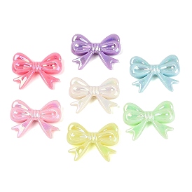 Opaque Plastic Beads, Bowknot, AB Color Plated