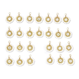 26 шт. подвески из акриловых и стеклянных бусин, буквы, с медной проволокой