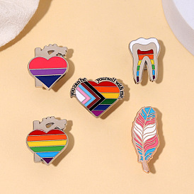 Rainbow Color Pride Flag Enamel Pin, Alloy Brooch for Backpack Clothes