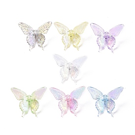 UV Plating Rainbow Iridescent Transparent Acrylic Beads, Butterfly