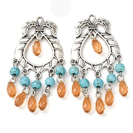 Большие подвески из окрашенной синтетической бирюзы и стеклянных кисточек, подвески из сплава