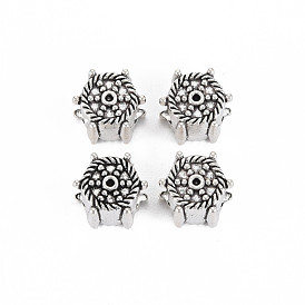 Tibetan Style Alloy European Beads Rhinestone Settings, Cadmium Free & Lead Free, Hexagon