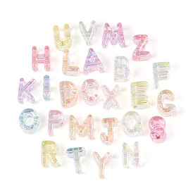 Уф-покрытие прозрачные акриловые бусины, радужный, буквы