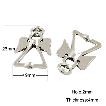 Тибетский стиль ангел из бисера кадров, без кадмия и без свинца, 26x19x4 мм, отверстие : 2 мм