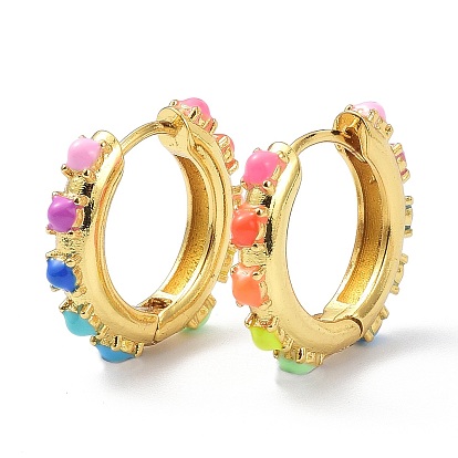 Серьги-кольца с эмалью из латуни, долговечный, реальный 18 k позолоченный, без кадмия и без свинца