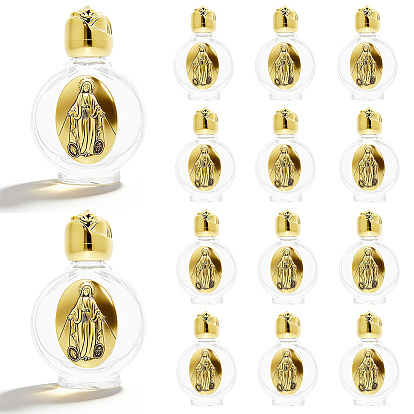 14 шт. стеклянных пустых бутылок для святой воды для религиозных целей, с крышкой из розового цинкового сплава