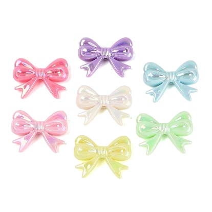 Opaque Plastic Beads, Bowknot, AB Color Plated