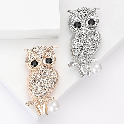 Alloy Rhinestone Brooches, Owl