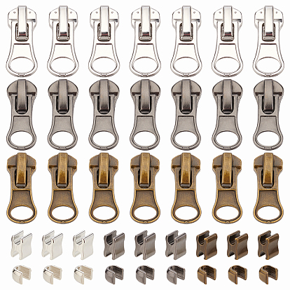 30Pair Zinc Alloy Zipper On The Top of The Plug & Clothing Accessories, 30Pcs Zinc Alloy Zipper Repair Down Zipper Stopper & 30Pcs Alloy Replacement Zipper Sliders