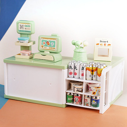 Пластиковая кассовая стойка мини модель, аксессуары для кукольного домика с микро-ландшафтом, притворяясь опорными украшениями