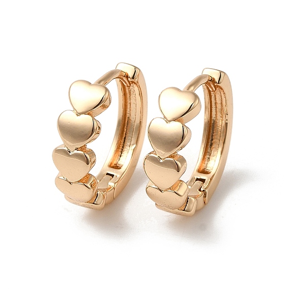 Brass Hoop Earrings for Women, Heart