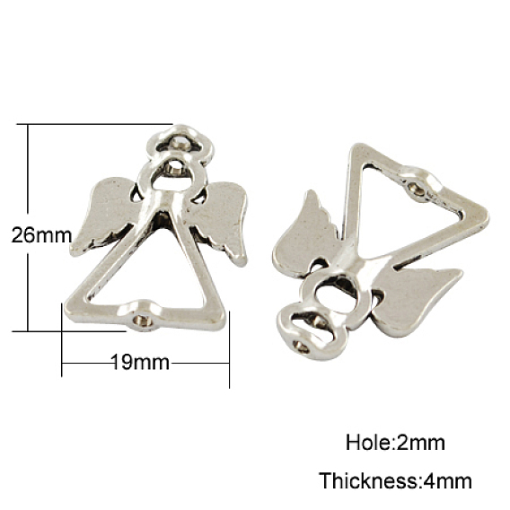 Тибетский стиль ангел из бисера кадров, без кадмия и без свинца, 26x19x4 мм, отверстие : 2 мм