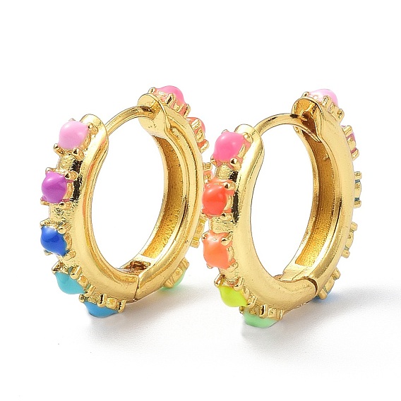 Серьги-кольца с эмалью из латуни, долговечный, реальный 18 k позолоченный, без кадмия и без свинца