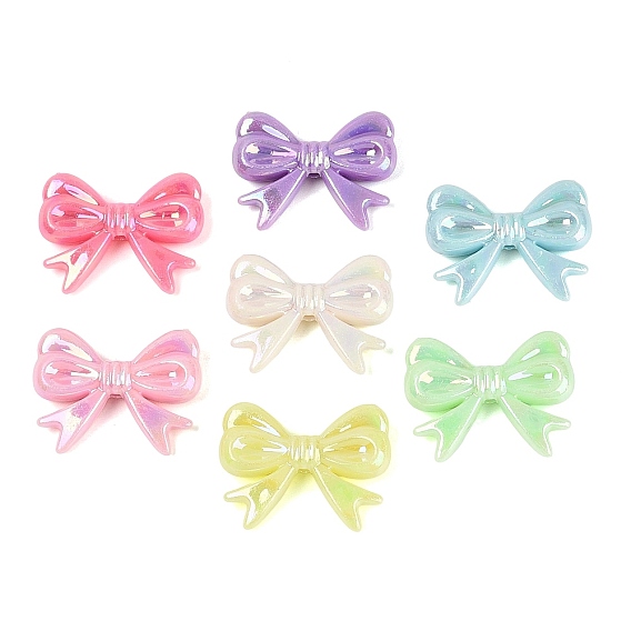 Opaque Plastic Beads, Bowknot, AB Color Plated