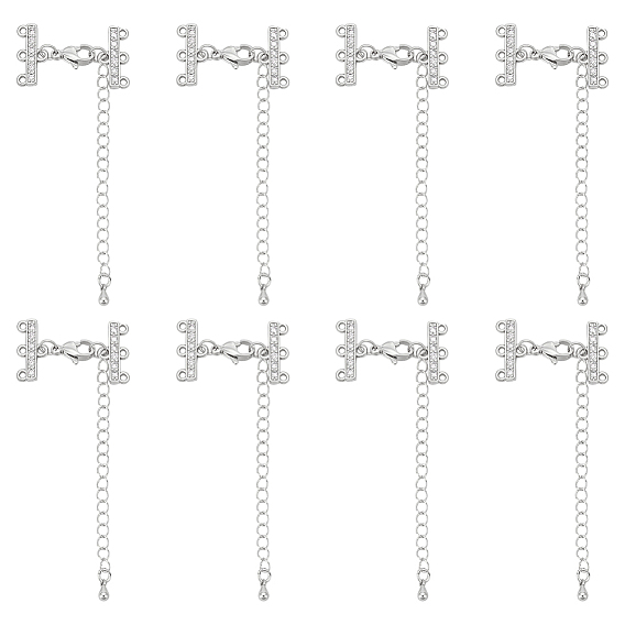 Brass Micro Pave Clear Cubic Zirconia Rectangle Chandelier Component Links