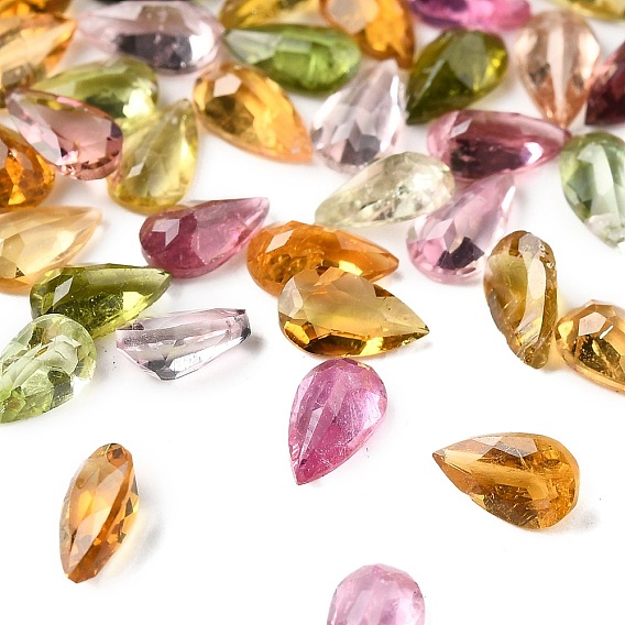 Граненые кабошоны из натурального турмалина, назад назад, форма слезы