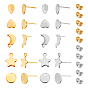 40Pcs Heart & Teardrop & Moon & Geometric 304 Stainless Steel Stud Earring Findings, with Ear Nuts