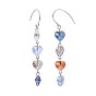 Electroplate Glass Dangle Earrings, with 304 Stainless Steel Hooks, Heart