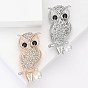 Alloy Rhinestone Brooches, Owl