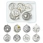 8Pcs 8 Styles Tibetan Style Alloy Pendants, Flat Round with Mixed Shapes
