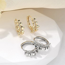 Серьги-кольца из латуни с прозрачным кубическим цирконием, кольцо