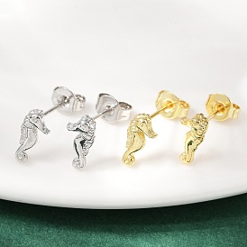 Латунь серьги, морской конек