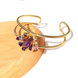 Браслет с двойной петлей из натурального аметиста - модный женский браслет с фиолетовыми кристаллами