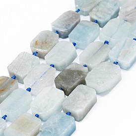 Natural Aquamarine Beads Strands, Rectangle