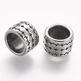 304 Stainless Steel Beads, Column, Large Hole Beads