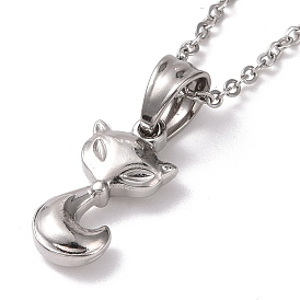 304 Stainless Steel Fox Pendant Necklace for Women
