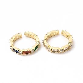 Прямоугольное открытое кольцо-манжета из кубического циркония, золотые латунные украшения для женщин