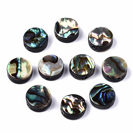  Natural Abalone Shell/Paua Shell Beads, Flat Round