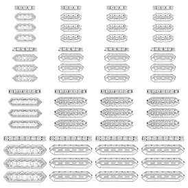 120 Stück 4 Stile Legierung Kristall Strass Abstandshalter, ellipsenförmige