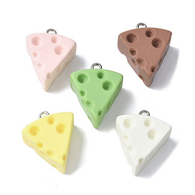 16 шт 16 стили подвески из смолы, сыр, имитация еды, с платиновым тоном железная петля