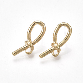 Alloy Stud Earring Findings, with Loop, Raw(Unplated) Pins, Knot