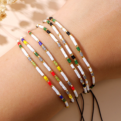 Браслеты из стеклянных бусин в богемном стиле, плетеные браслеты из бисера для женщин