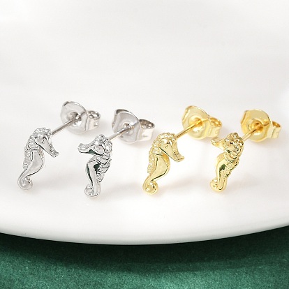 Латунь серьги, морской конек