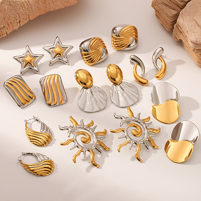 Zweifarbige Ohrstecker aus Edelstahl, goldenen und Edelstahl Farbe