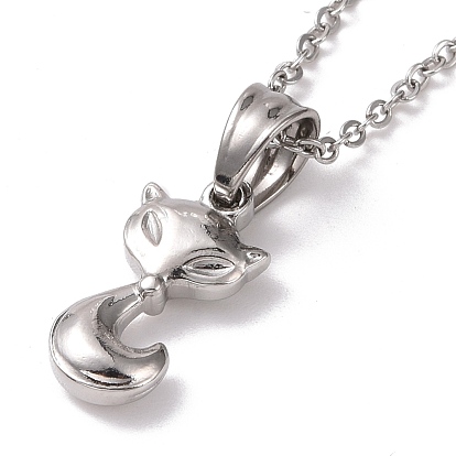 304 collar con colgante de zorro de acero inoxidable para mujer