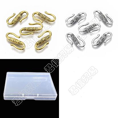 100Pcs 2 Colors Tibetan Style Alloy S-Hook Clasps, Cadmium Free & Lead Free