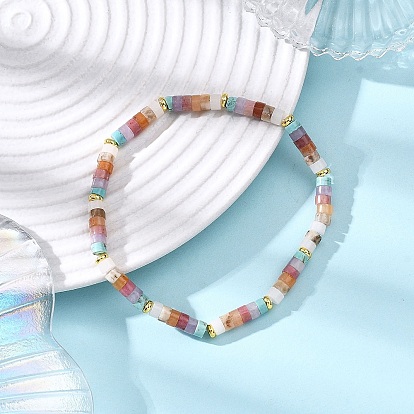 Браслеты из натуральных смешанных драгоценных камней с бусинами для женщин, плоско-круглые