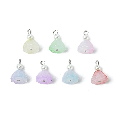 7шт акриловые подвески, лотос, с 304 штифтами с плоской головкой из нержавеющей стали