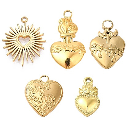 10 шт 5 стиль 304 подвески из нержавеющей стали, сердце