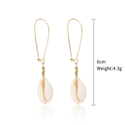 Серьги с подвесками из латуни и ракушек, формы раковины