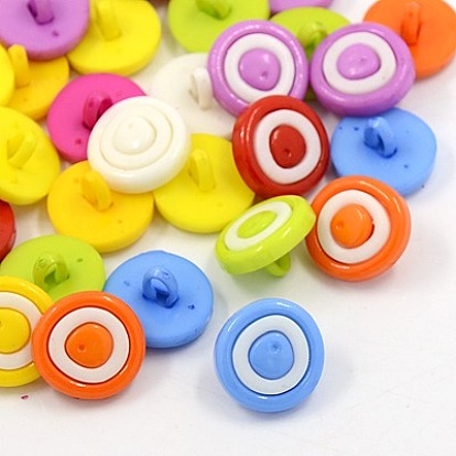 Acrylic Shank Buttons, 1-Hole, Dyed, Flat Round