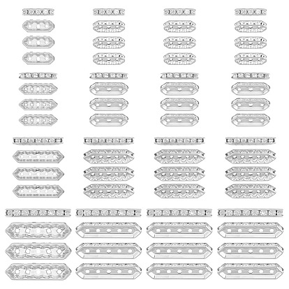 120 Stück 4 Stile Legierung Kristall Strass Abstandshalter, ellipsenförmige