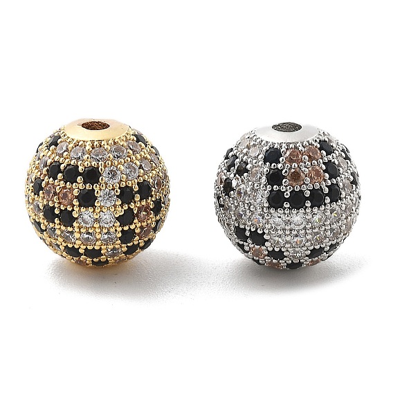 Латунные микро проложить кубического циркония бусы, круглые, стойки покрытие, долговечный, без свинца и без кадмия