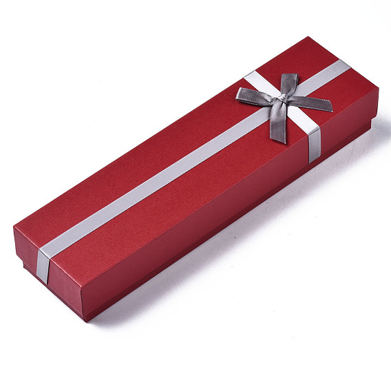 Cardboard Jewelry Boxes, for Necklace Packaging, Rectangle with Bowknot